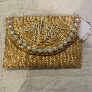 “Mrs” straw clutch bag.  NWT